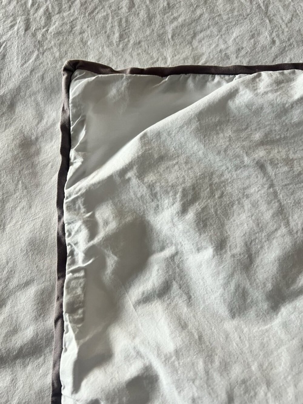 SERENA & LILY KING Size DUVET Cover 100% Cotton White Gray Band Buttons Portugal - Picture 9 of 11